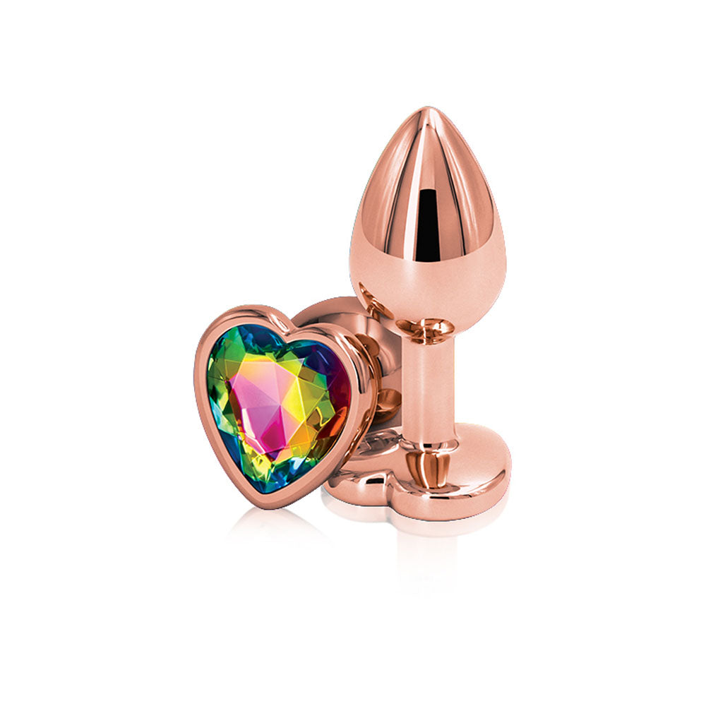 "Rear Assets - Rose Gold Heart - Small - Rainbow NSN0963-19"