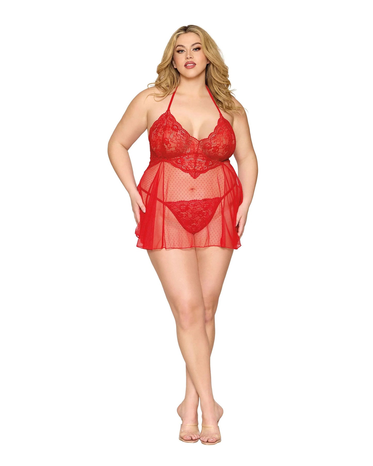 "Babydoll and G-String Dmnd - One Size Queen - Red DG-13524XPNSTAOSQ"