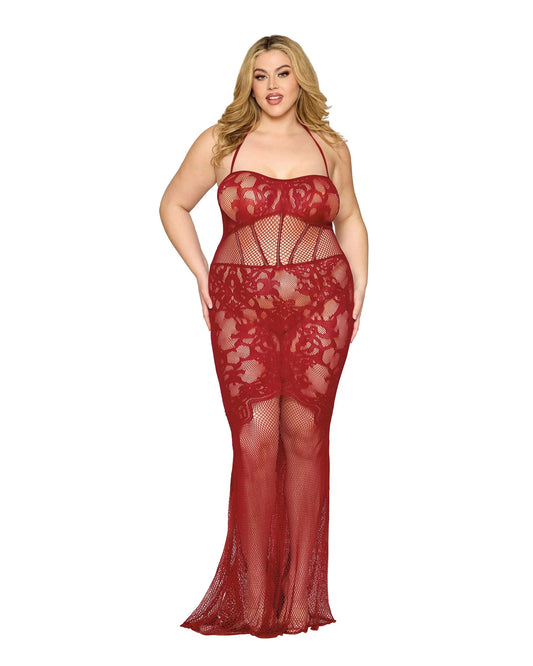 "Bodystocking Gown Dmnd - One Size Queen - Red DG-0487XOXBLOSQ"