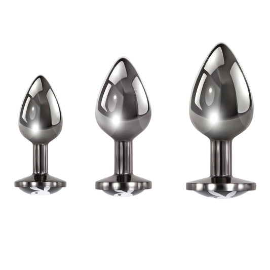"Playboy Pleasure - Pleasure 3 Ways - Butt Plug - Hematite PB-BP-2253-2"