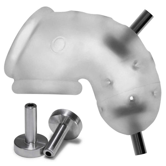 "Airlock Electro Air-Lite Vented Chastity With Two 4mm Contacts - Clear Ice OX-3086-ELEC"