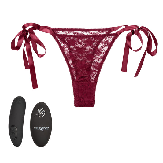 "Remote Control Lace Thong Set - Burgundy SE0077873"