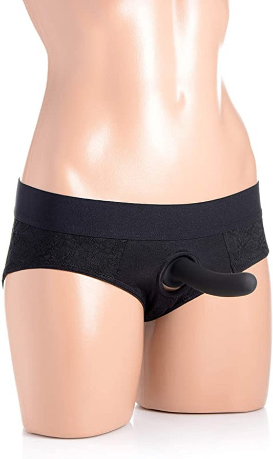 "Lace Envy Crotchless Panty Harness - 2xl - Black SU-AG453-2XL"