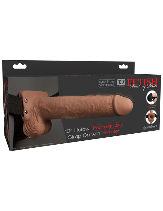 "Fetish Fantasy Series 10 Inch Hollow Rechargeable Strap-on With Remote - Tan PD3396-22"