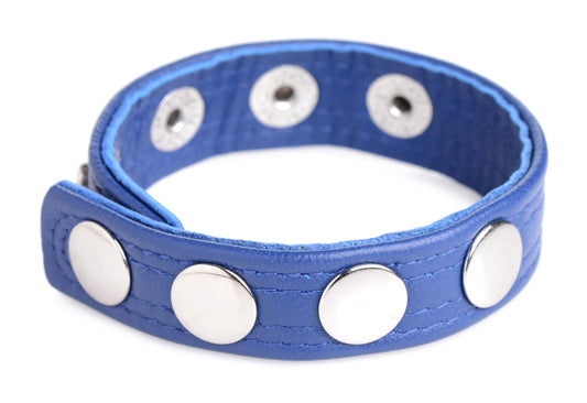 "Cock Gear Leather Speed Snap Cock Ring - Blue STR-AG845-BLU"