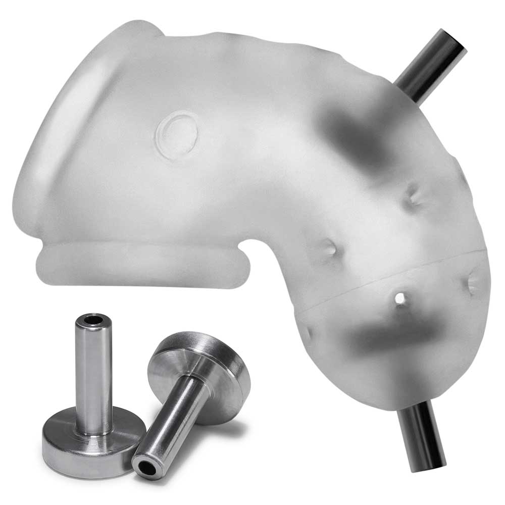 "Airlock Electro Air-Lite Vented Chastity With Two 4mm Contacts - Clear Ice OX-3086-ELEC"