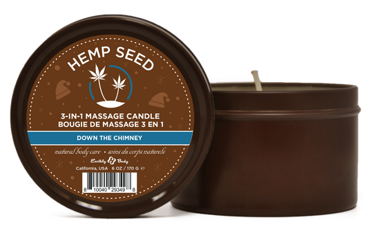 "Hemp Seed 3-in-1 Massage Candle Down the Chimney 6oz/ 170 G EB-HSCH021B"