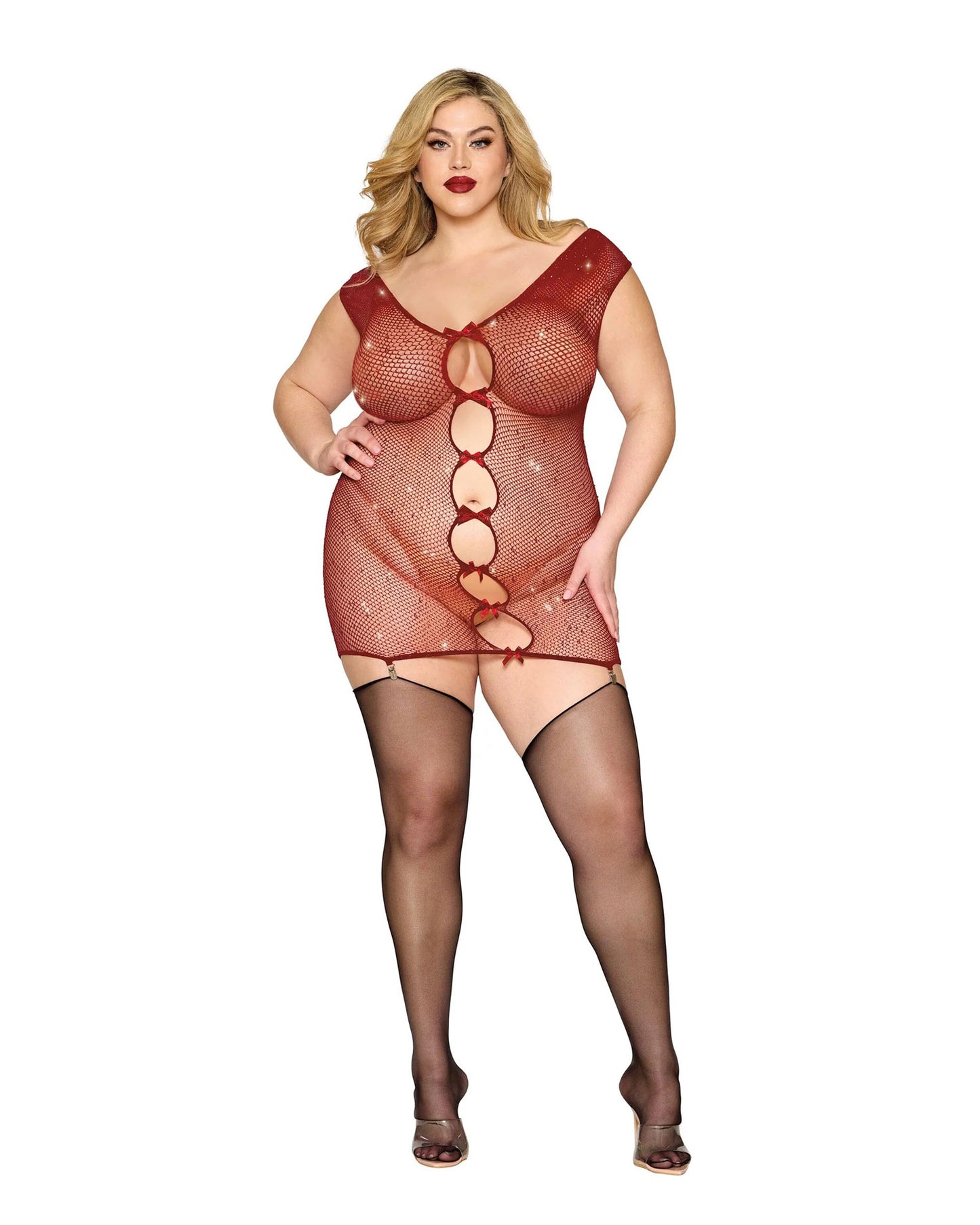 "Garter Slip Dmnd - One Size Queen - Red DG-13517XOXBLOSQ"